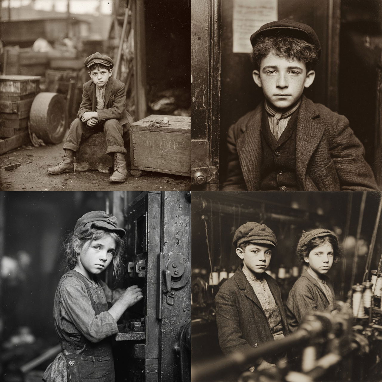 Lewis Hine style, Midjourney V7, render 1 of 4