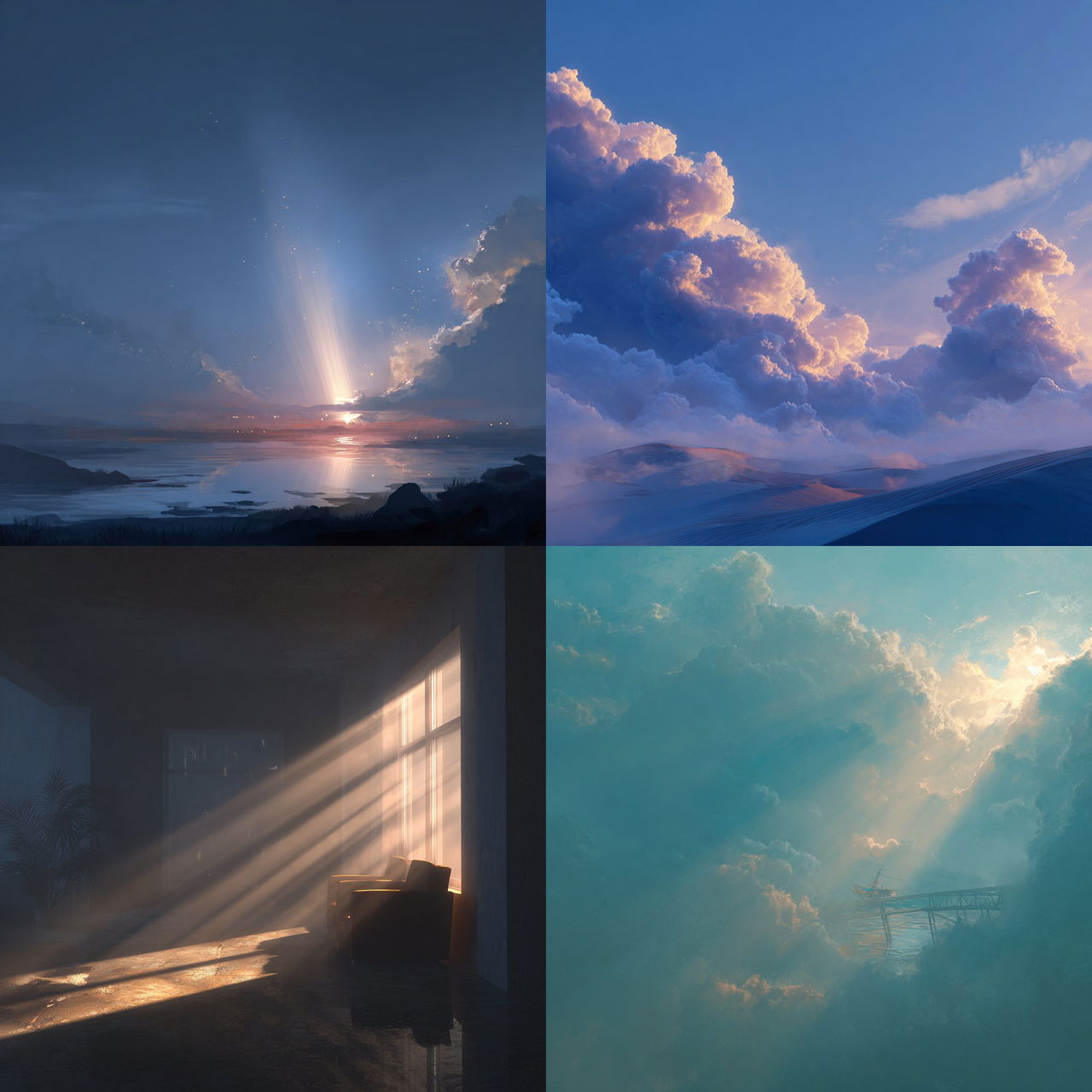 Light atmosphere style, Midjourney V7, render 1 of 4