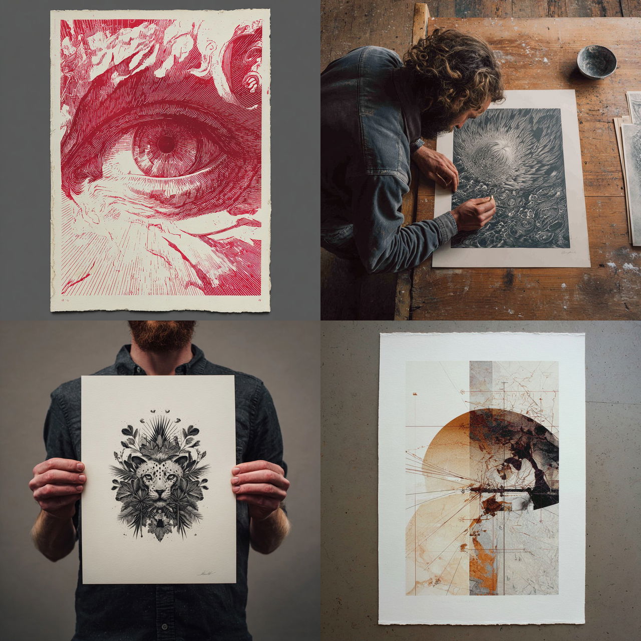 Lithography print style, Midjourney V7, render 1 of 4