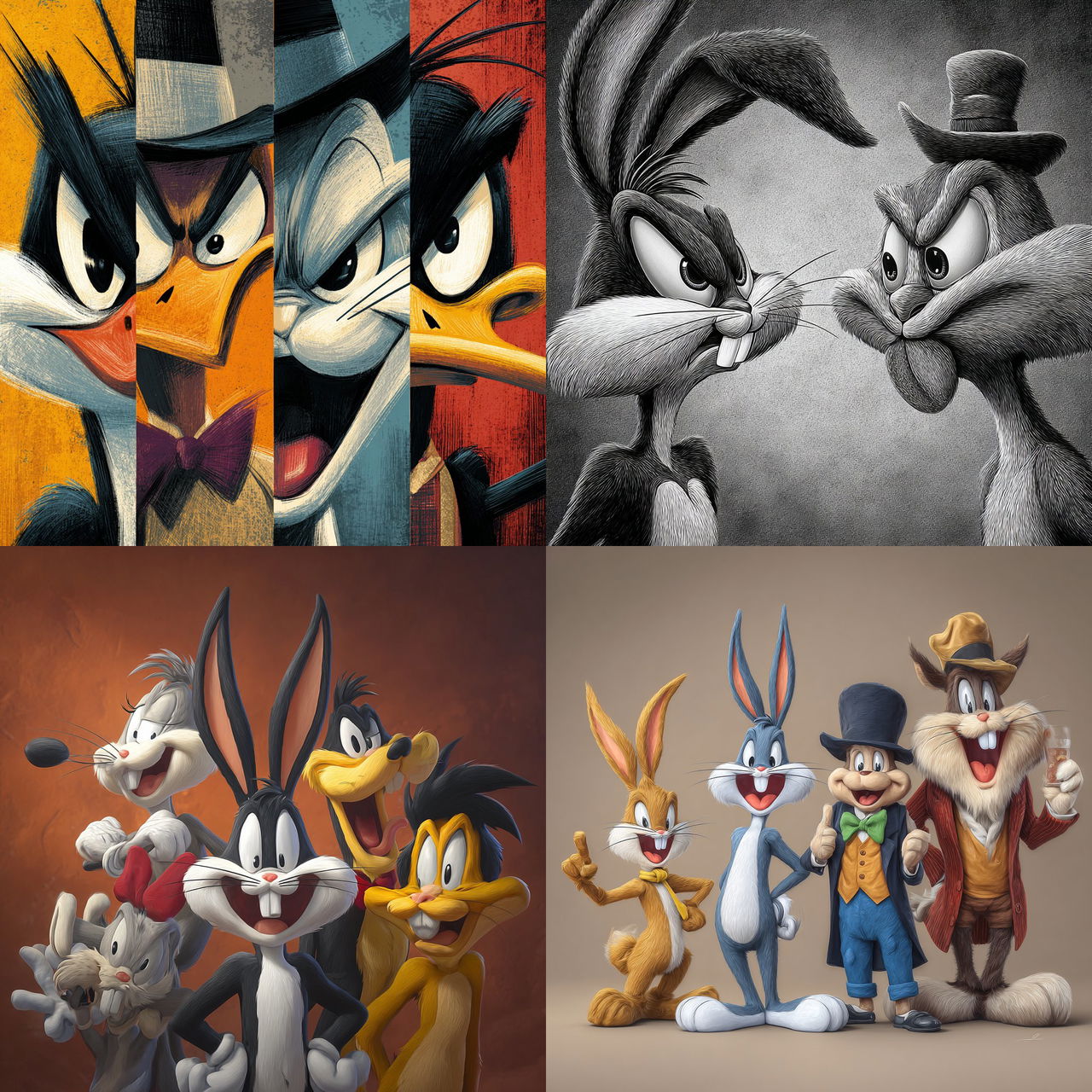 Looney Tunes style, Midjourney V7, render 1 of 4