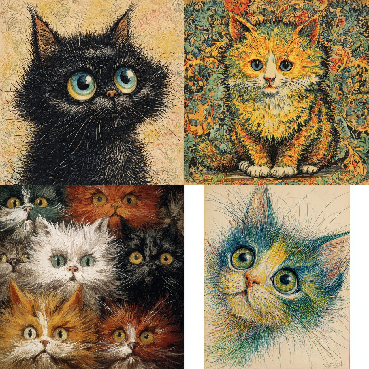 Louis Wain style, Midjourney V7, render 1 of 4
