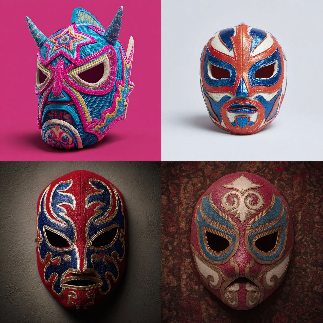 Lucha Libre mask style, Midjourney V7, render 1 of 4