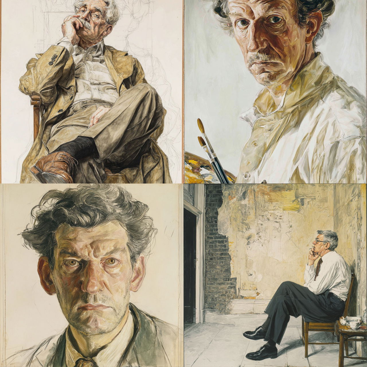 Lucian Freud style, Midjourney V7, render 1 of 4