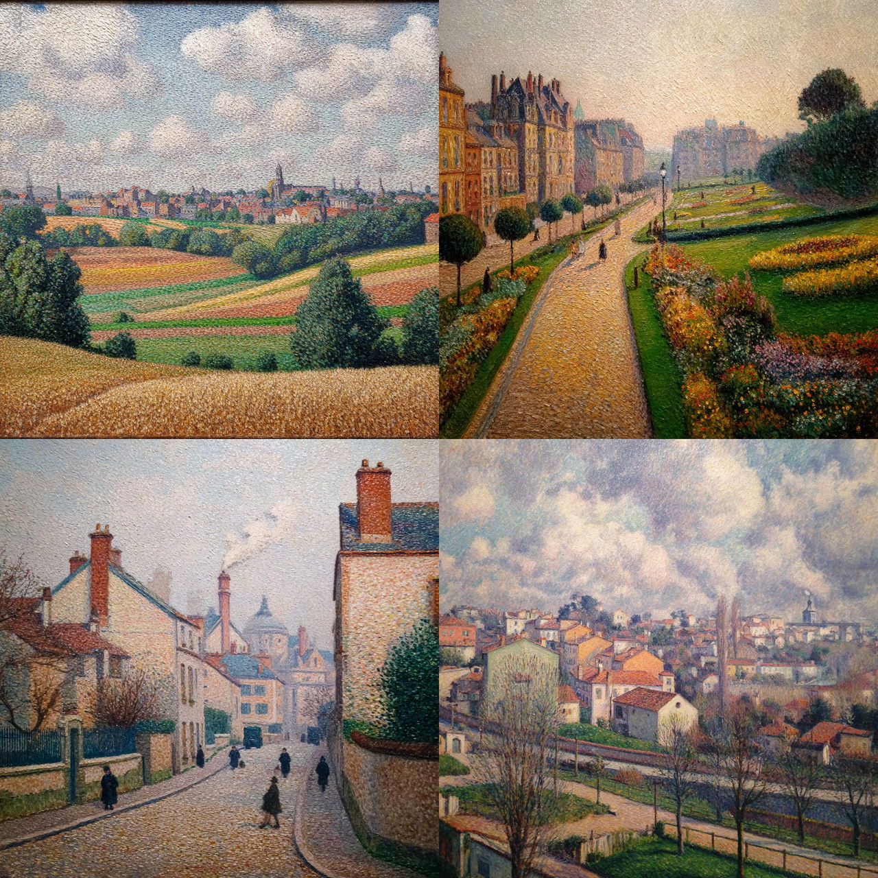 Lucien Pissarro style, Midjourney V7, render 1 of 4