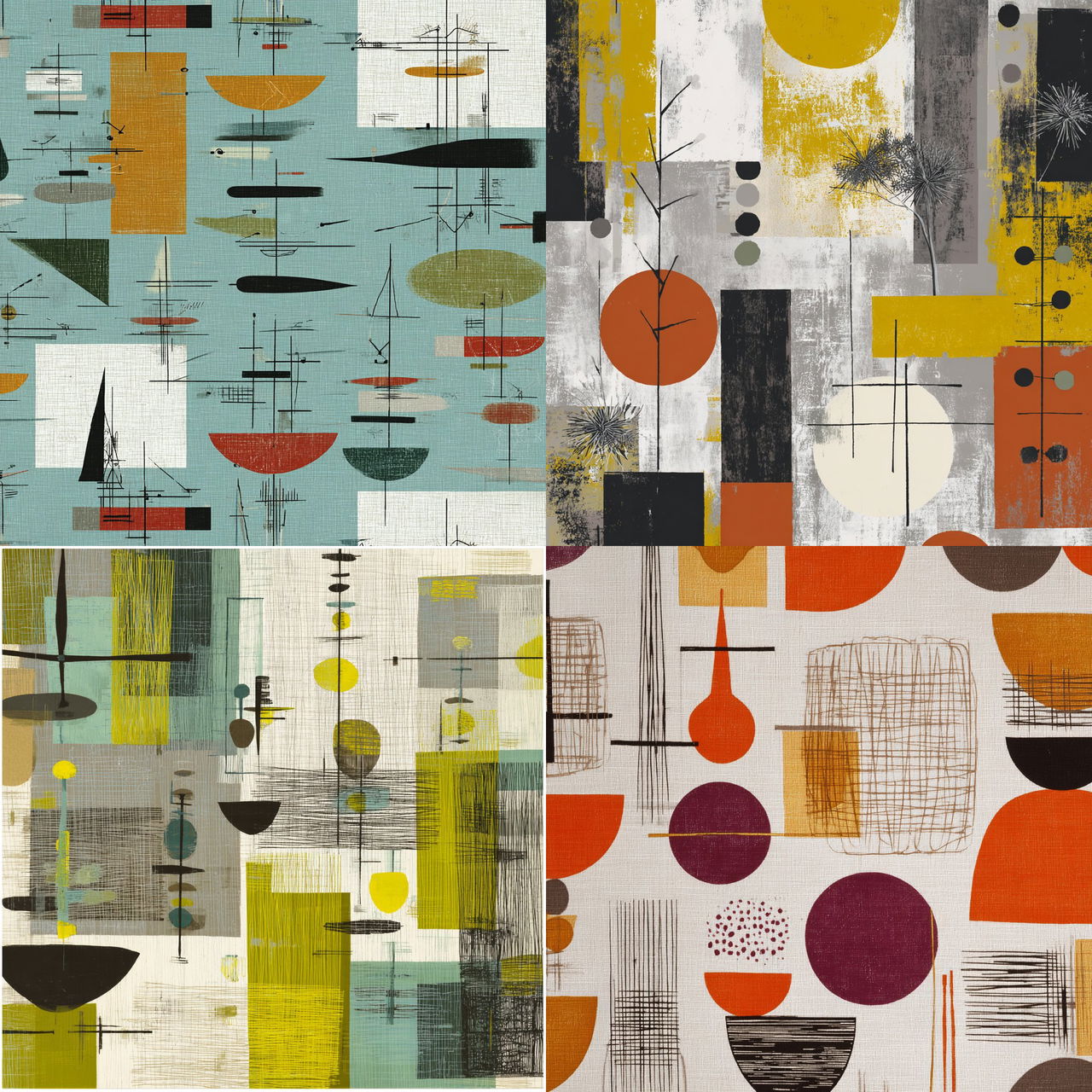 Lucienne Day style, Midjourney V7, render 1 of 4