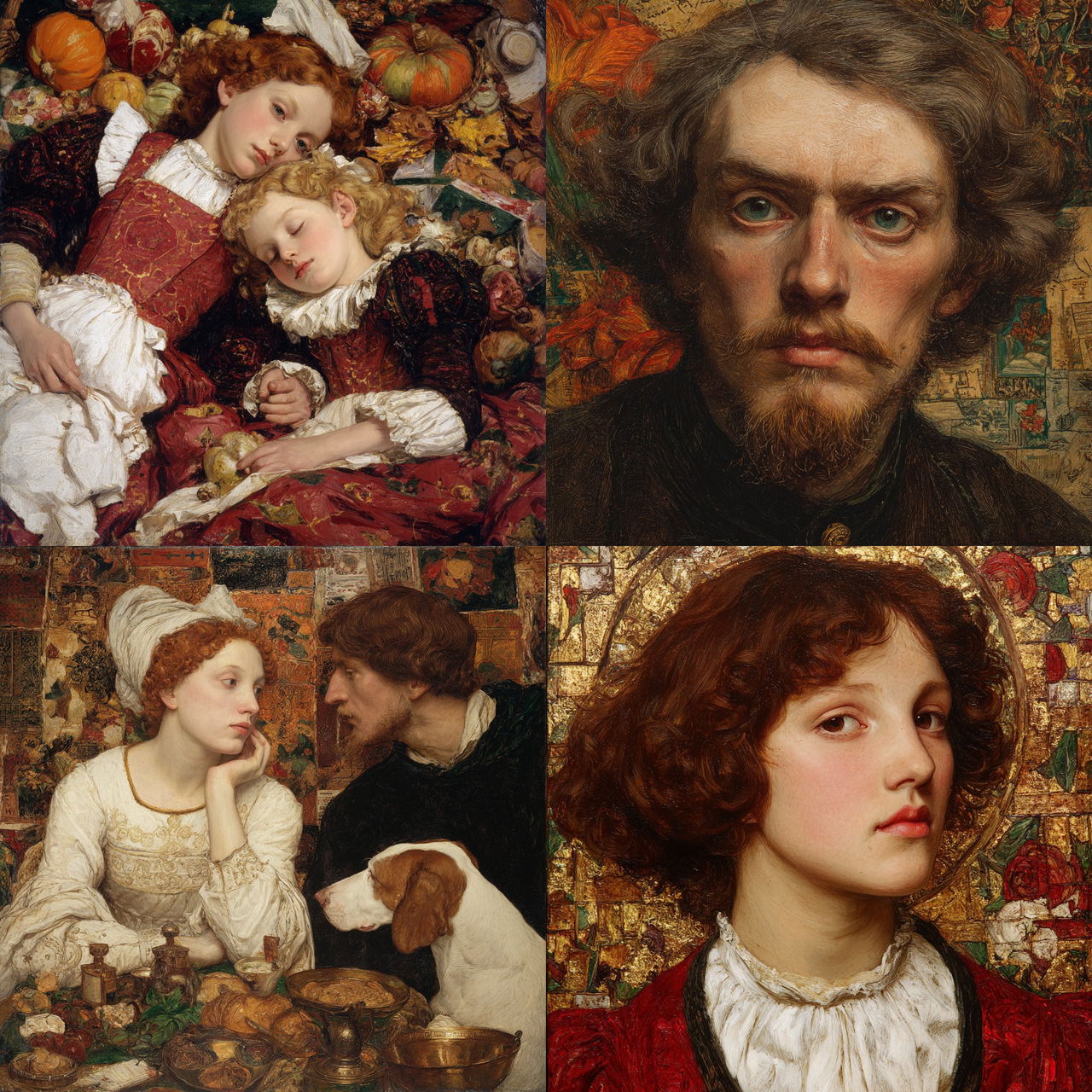 Lucy Madox Brown style, Midjourney V7, render 1 of 4
