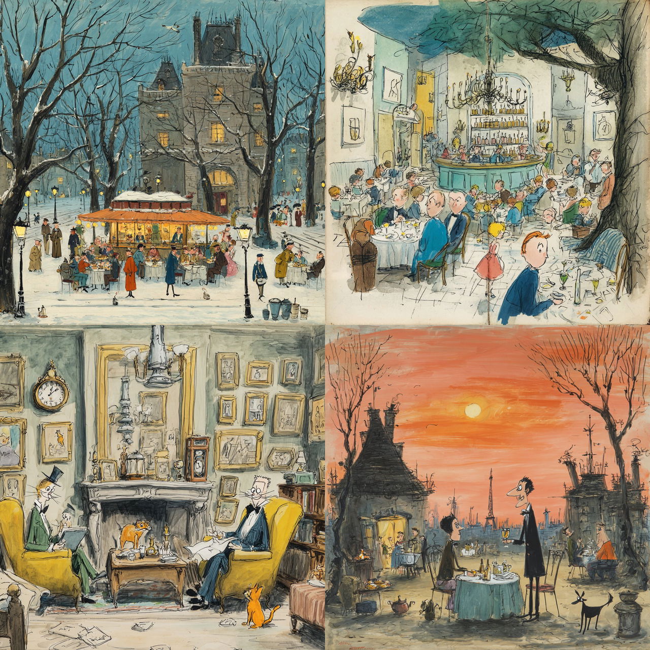 Ludwig Bemelmans style, Midjourney V7, render 1 of 4