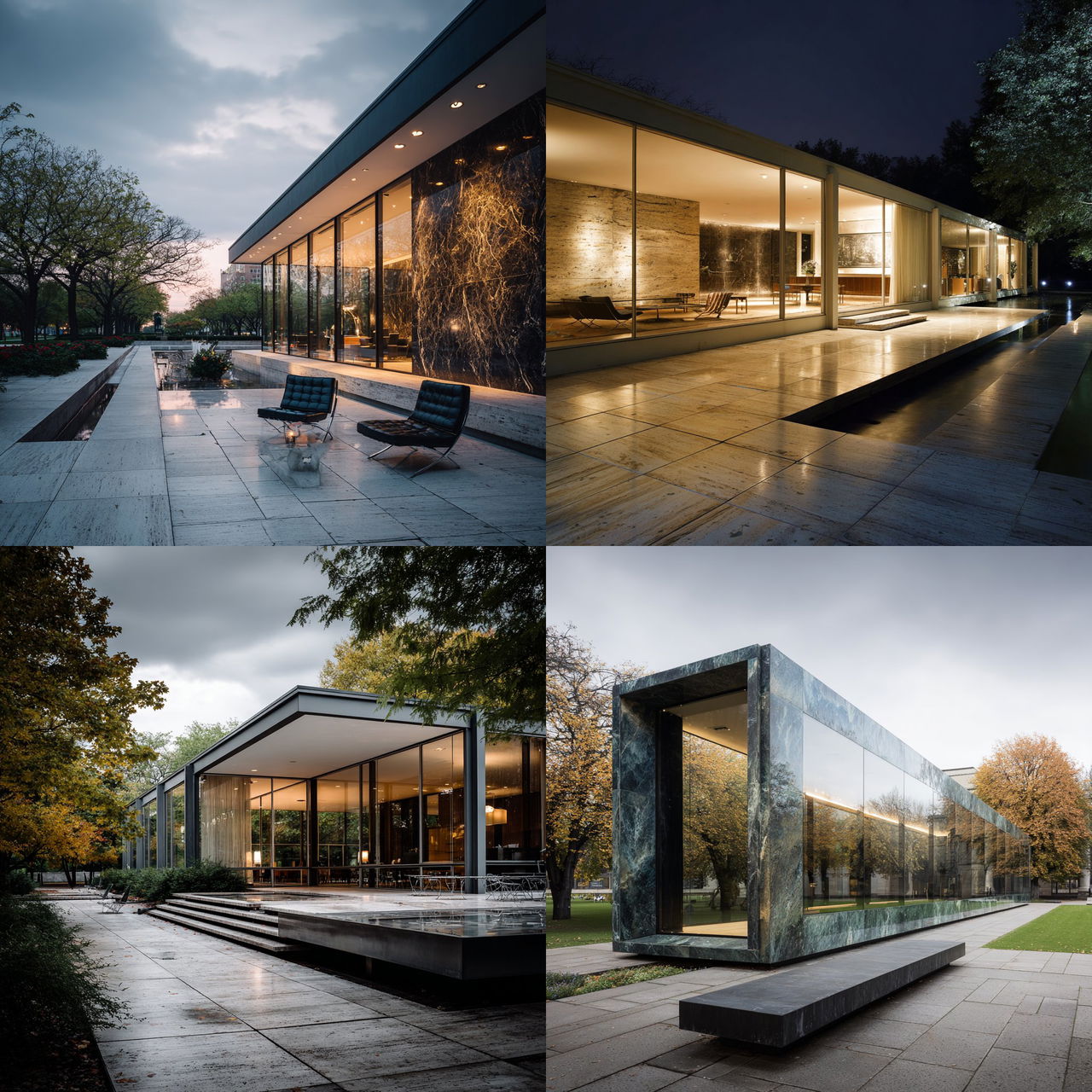 Ludwig Mies van der Rohe style, Midjourney V7, render 1 of 4