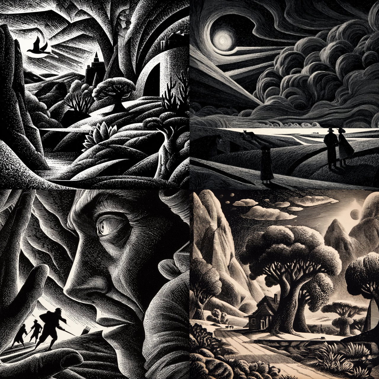 Lynd Ward style, Midjourney V7, render 1 of 4