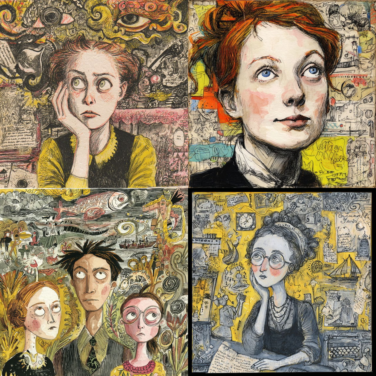 Lynda Barry style, Midjourney V7, render 1 of 4