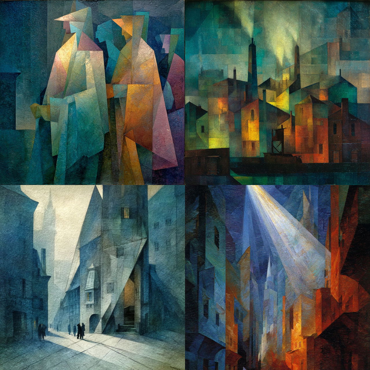 Lyonel Feininger style, Midjourney V7, render 1 of 4