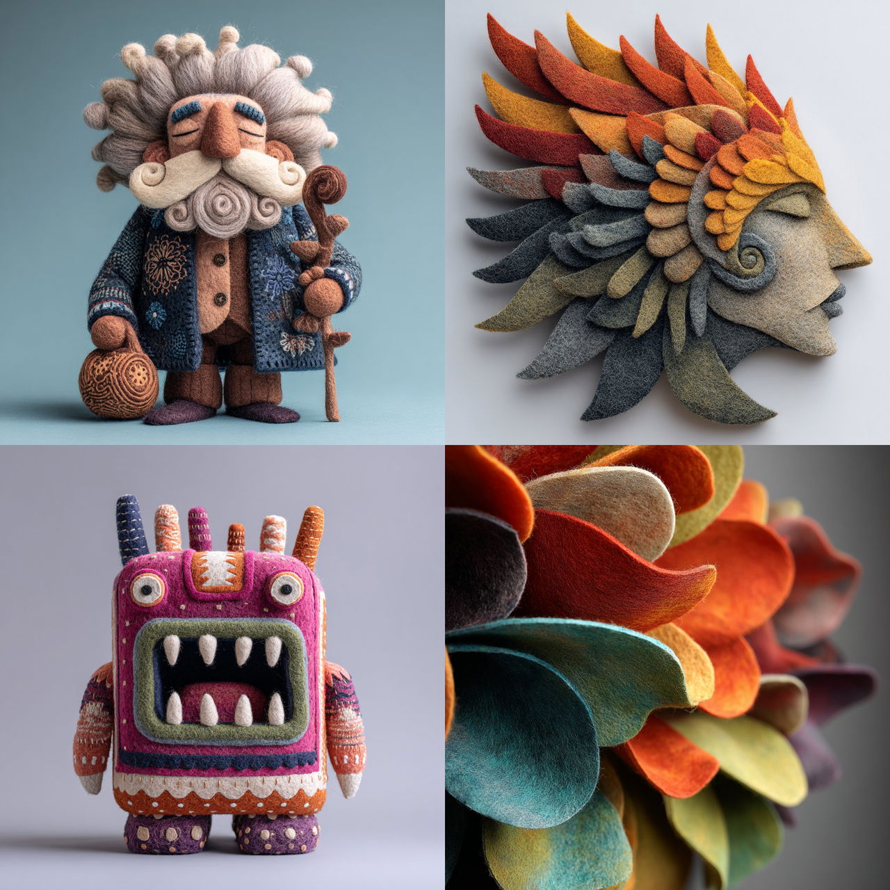 Made of felt style, Midjourney V7, render 1 of 4