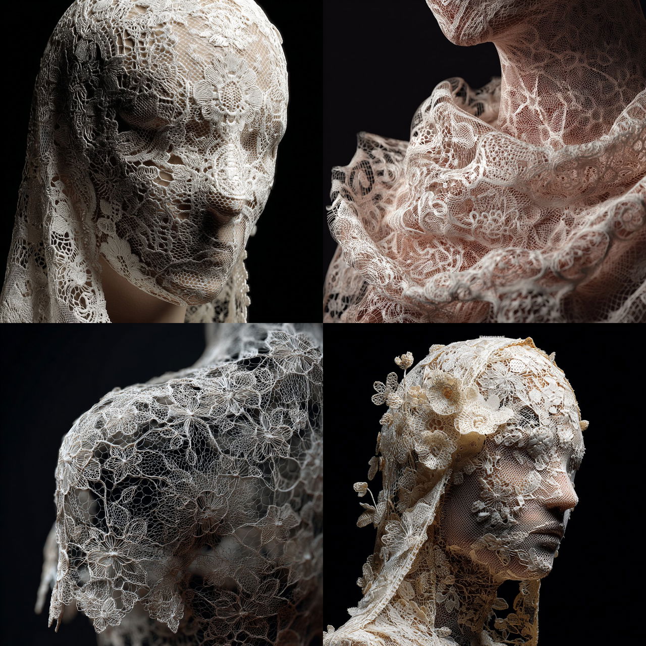 Made of lace style, Midjourney V7, render 1 of 4