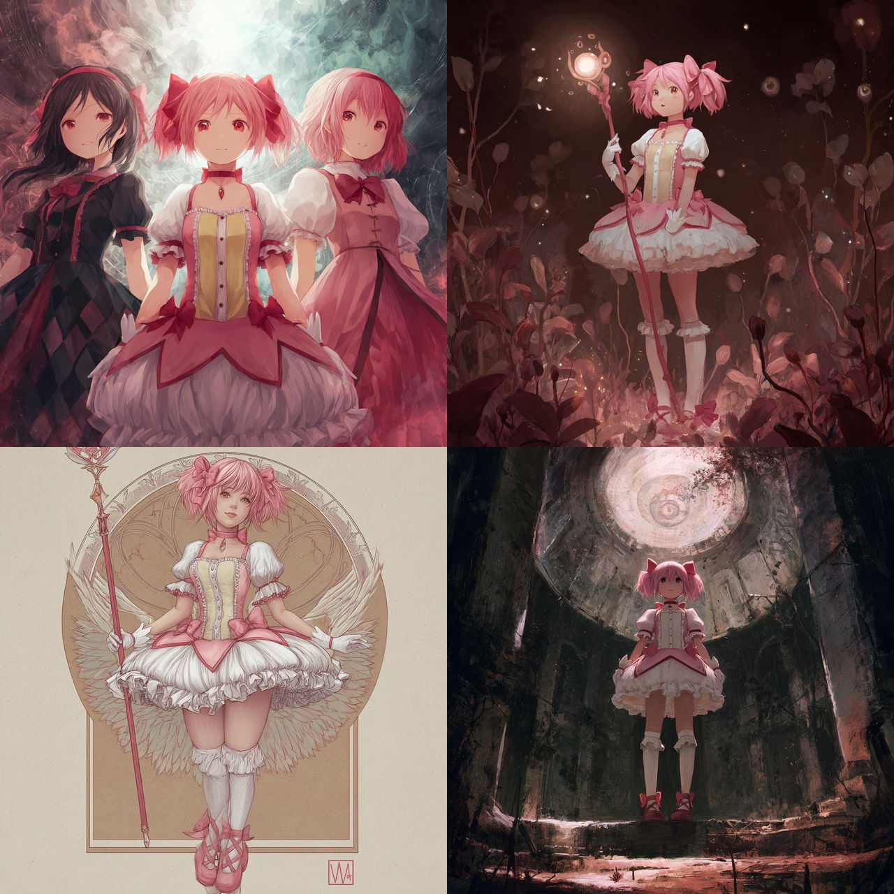 Madoka Magica style, Midjourney V7, render 1 of 4