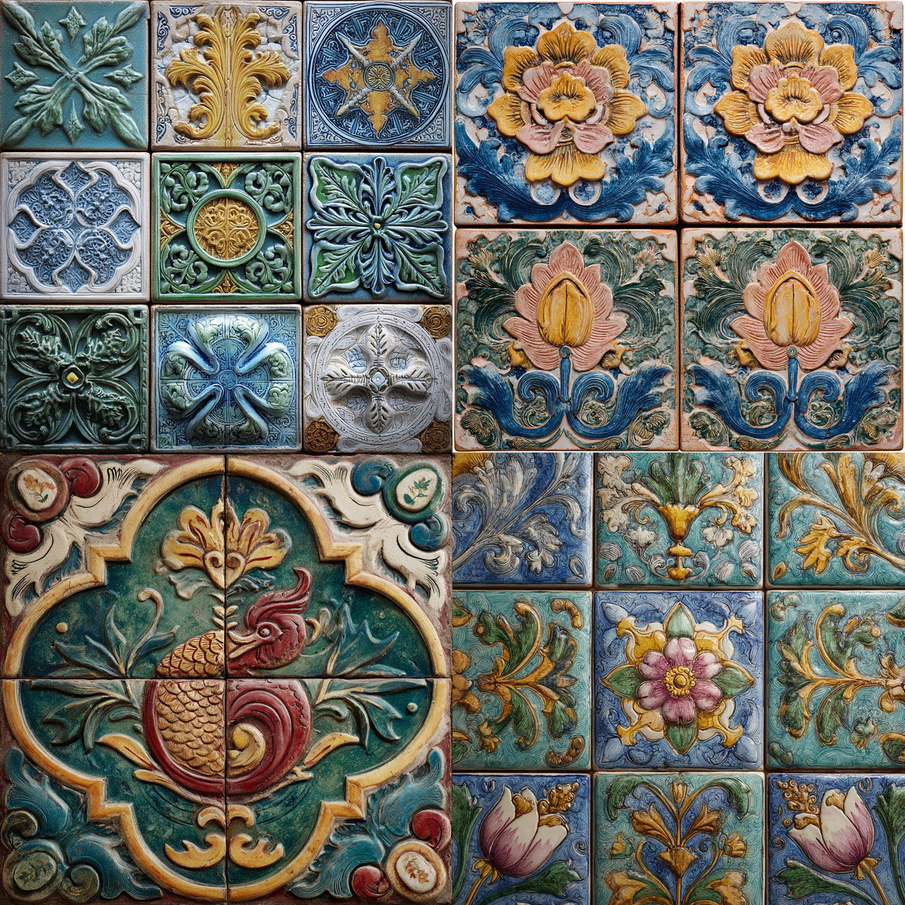 Majolica Tiles style, Midjourney V7, render 1 of 4