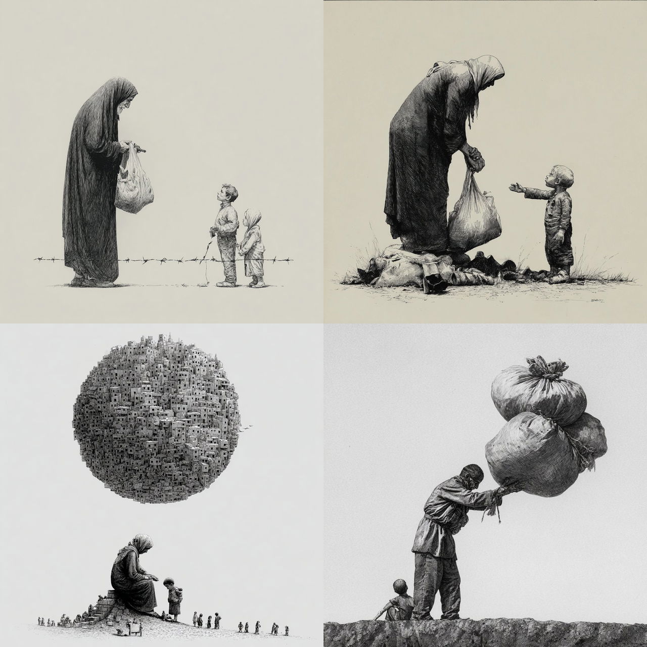 Mana Neyestani style, Midjourney V7, render 1 of 4