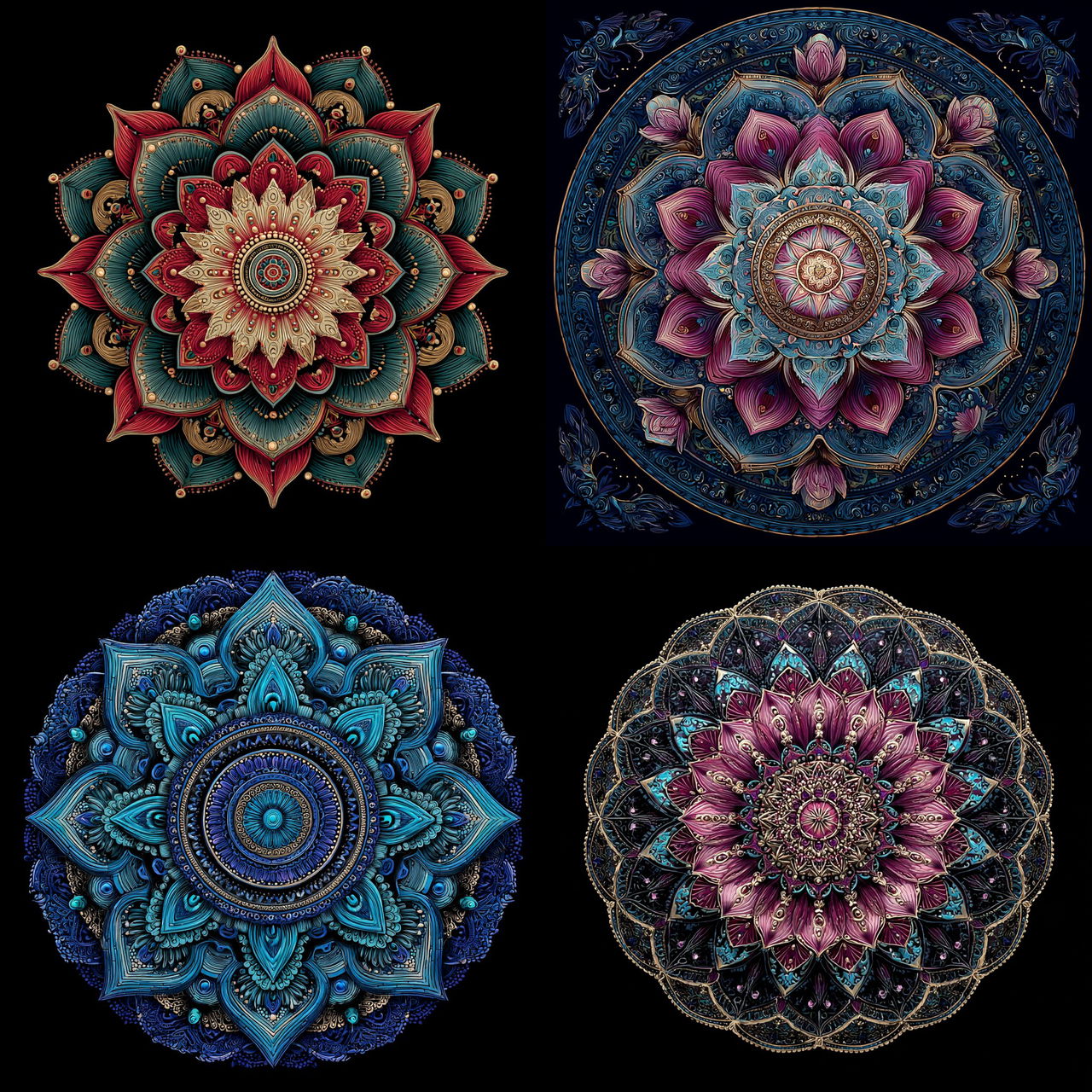 Mandala style, Midjourney V7, render 1 of 4
