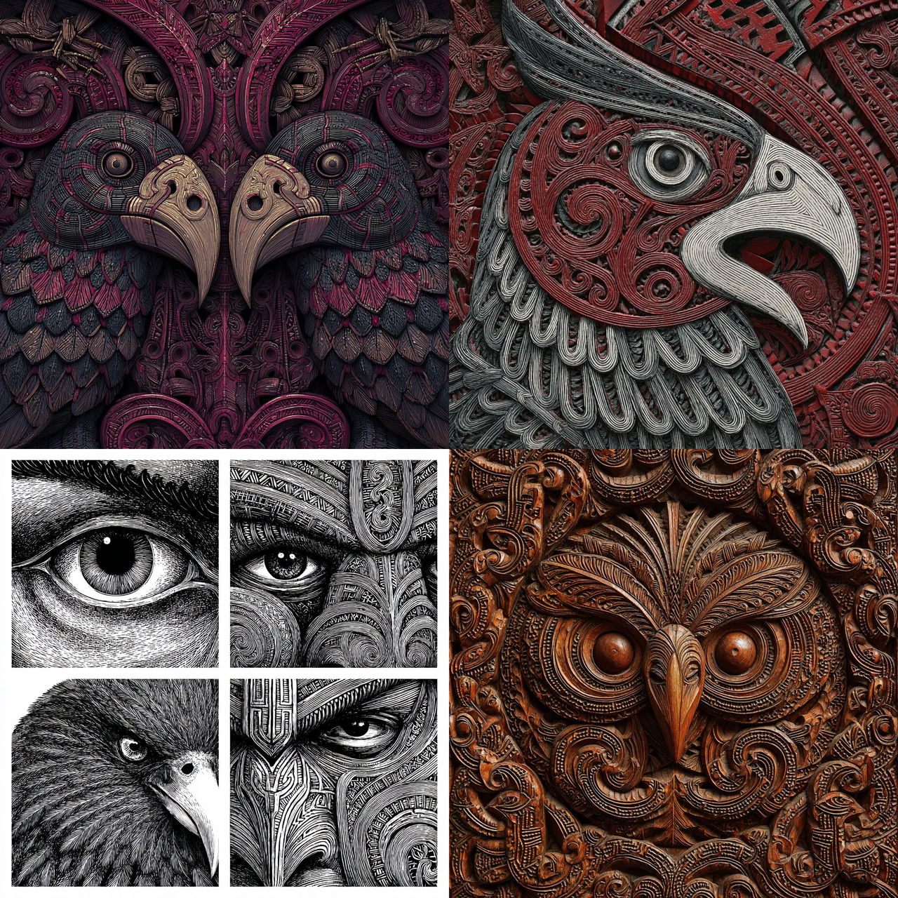 Maori art style, Midjourney V7, render 1 of 4