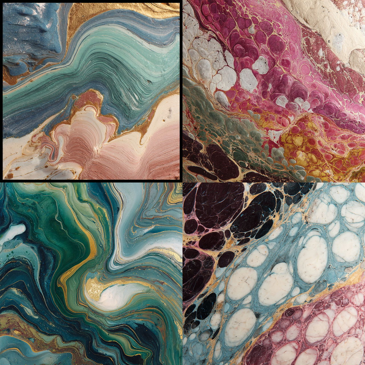 Marbling style, Midjourney V7, render 1 of 4
