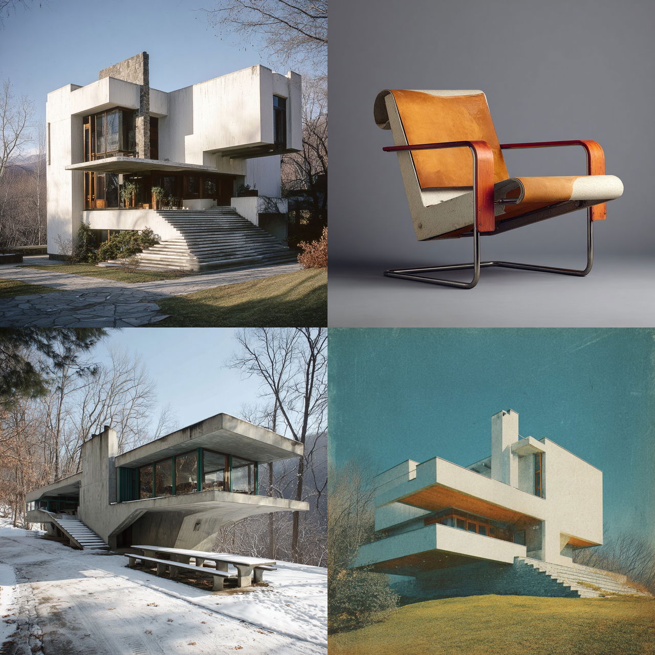 Marcel Breuer style, Midjourney V7, render 1 of 4