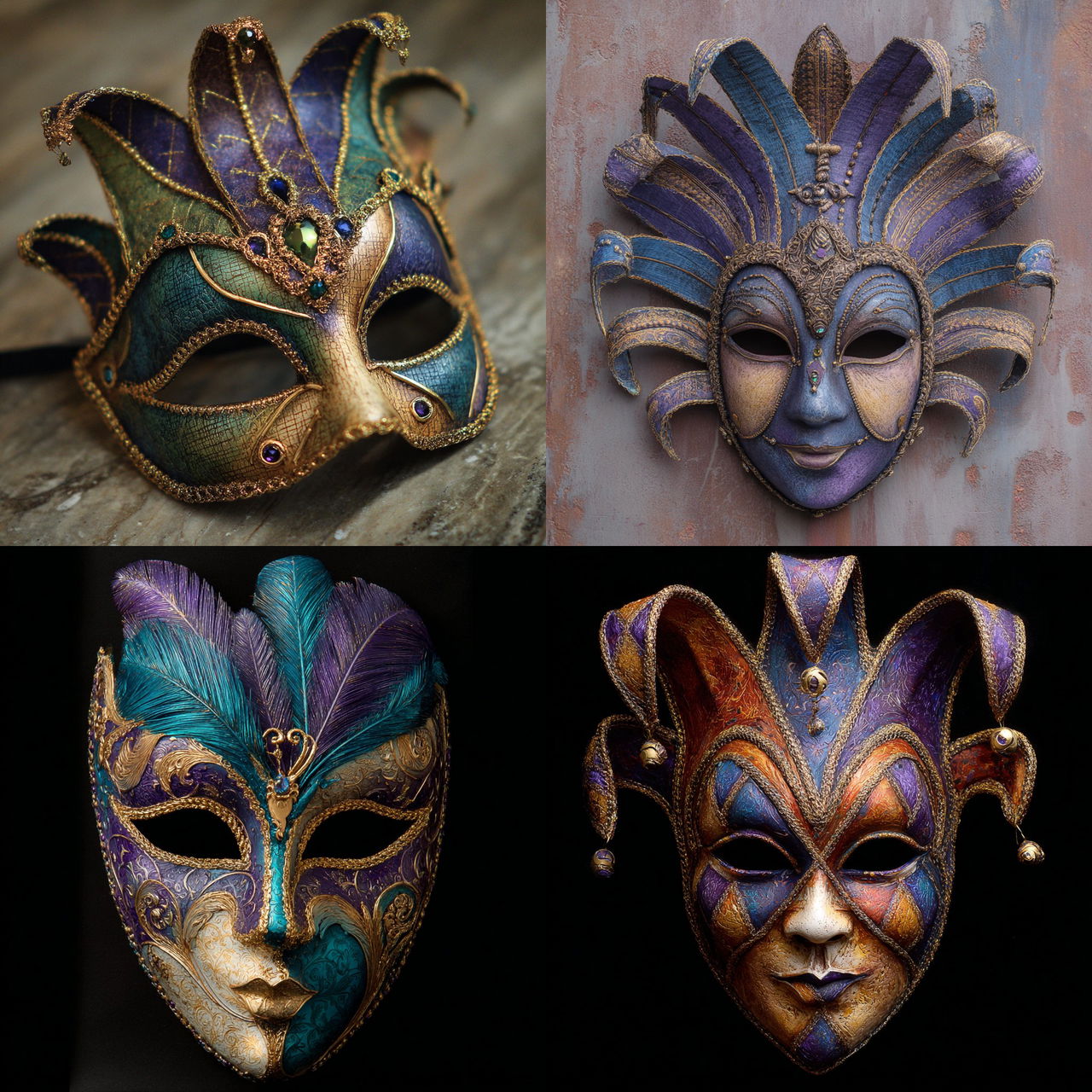 Mardi gras mask style, Midjourney V7, render 1 of 4
