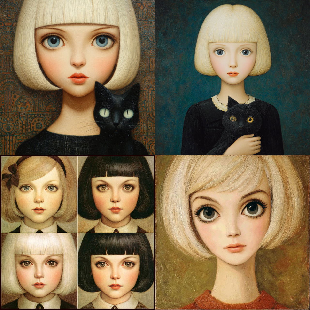 Margaret Keane style, Midjourney V7, render 1 of 4