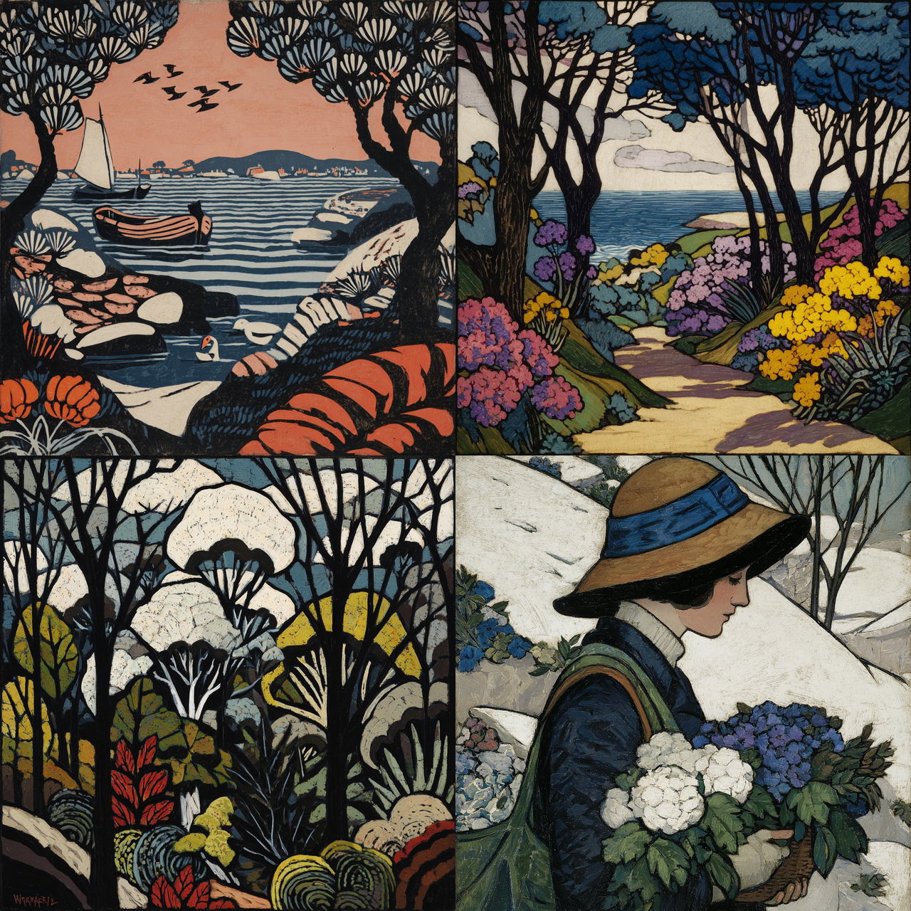 Margaret Preston style, Midjourney V7, render 1 of 4