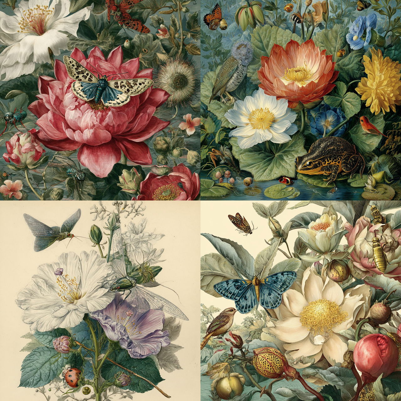 Maria Sibylla Merian style, Midjourney V7, render 1 of 4
