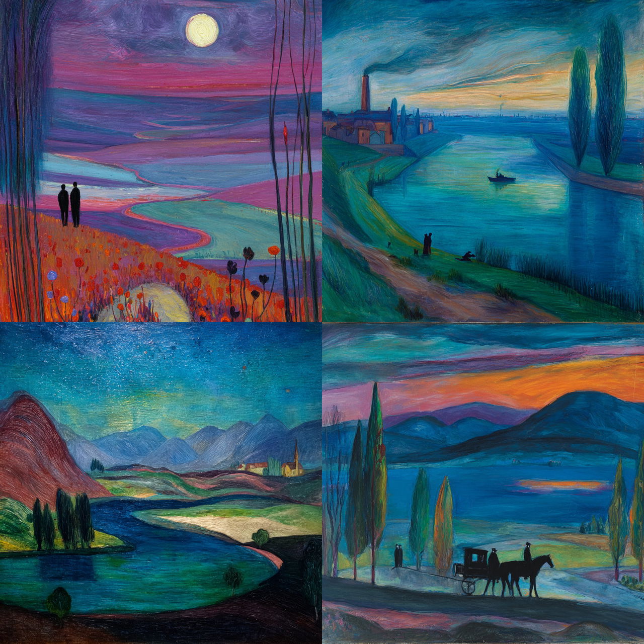 Marianne von Werefkin style, Midjourney V7, render 1 of 4