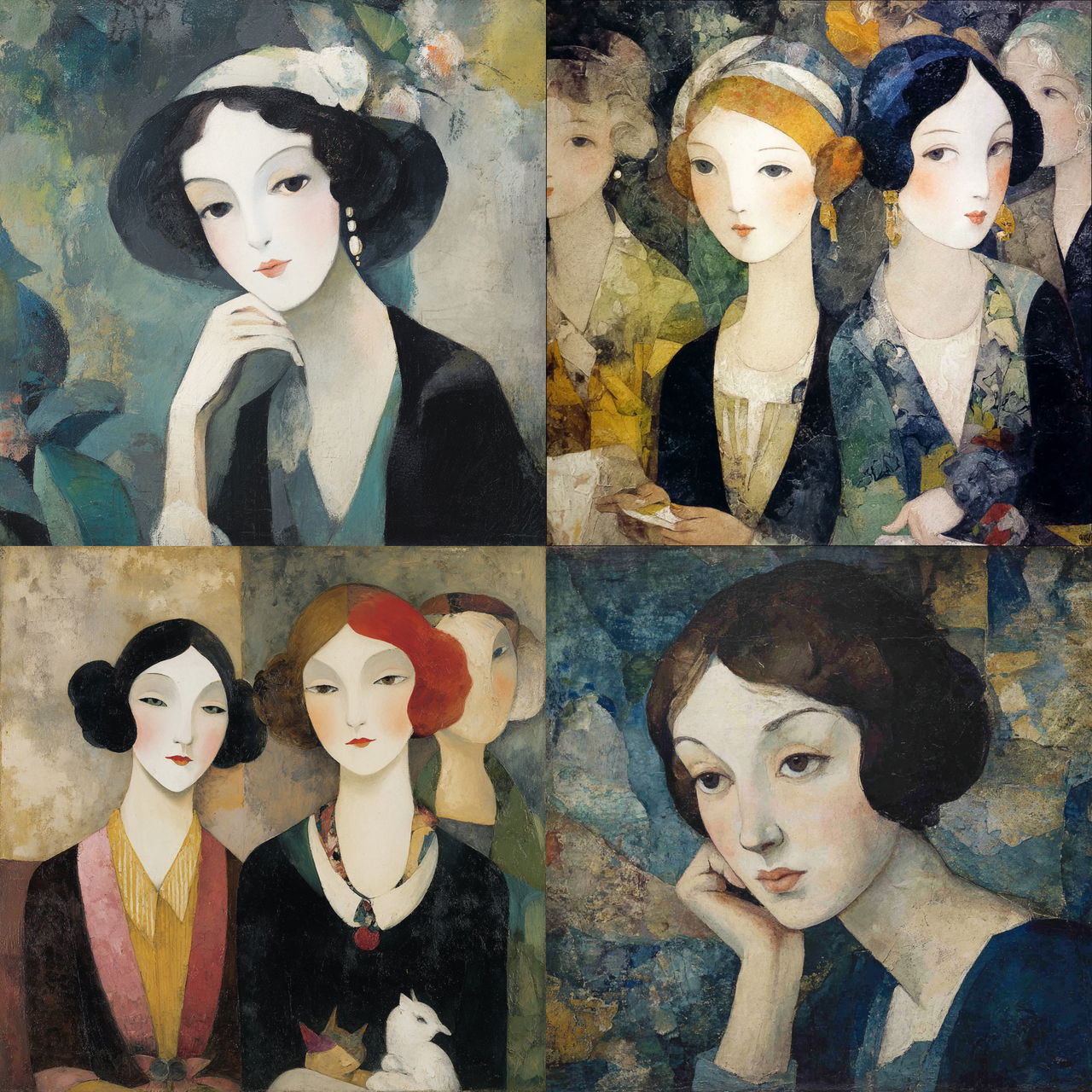Marie Laurencin style, Midjourney V7, render 1 of 4