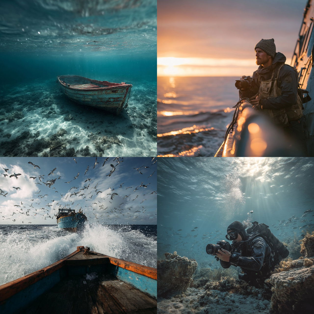 Marine photography style, Midjourney V7, render 1 of 4