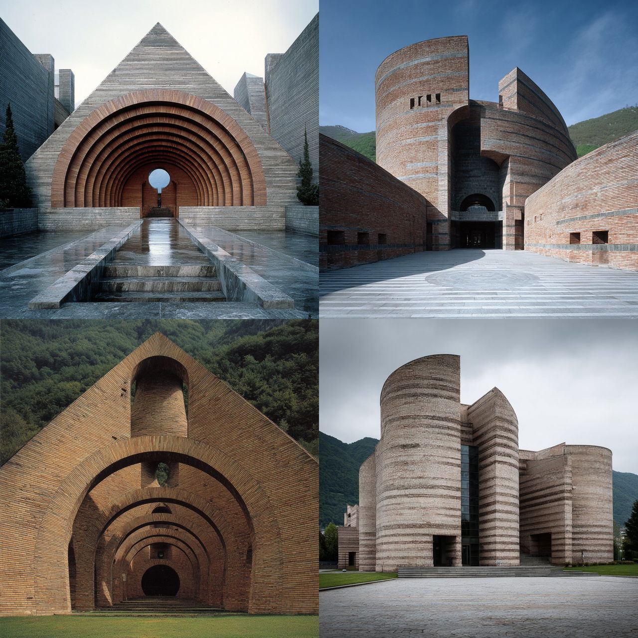 Mario Botta style, Midjourney V7, render 1 of 4