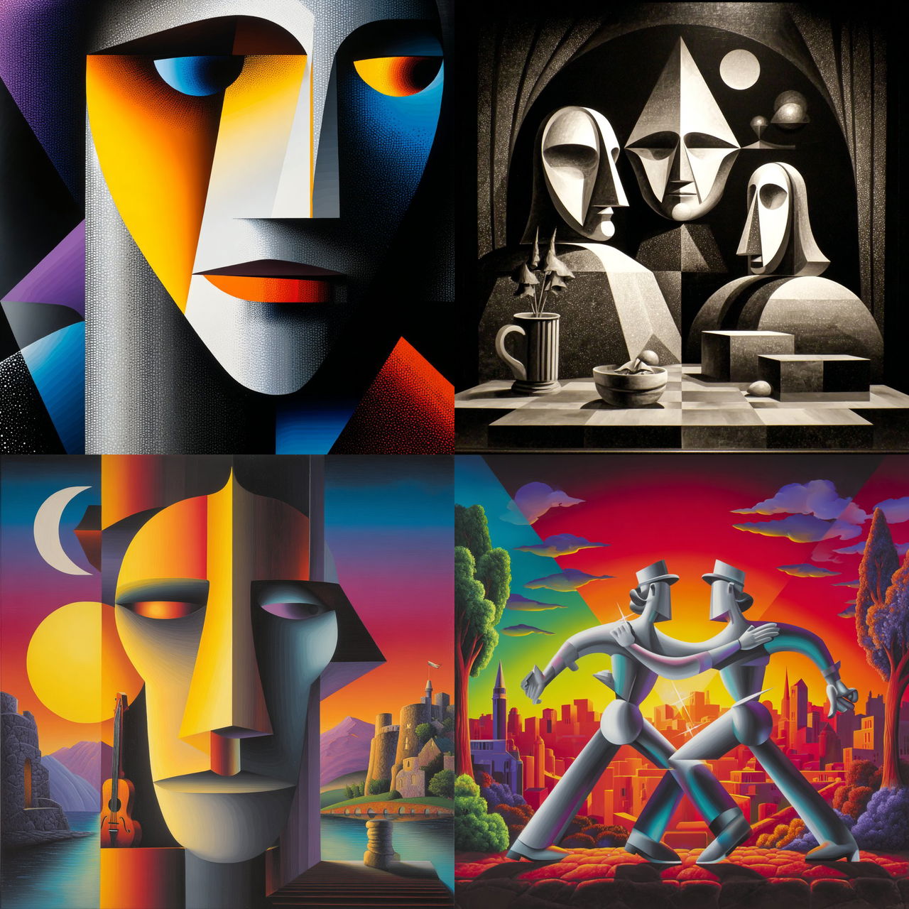 Mark Kostabi style, Midjourney V7, render 1 of 4