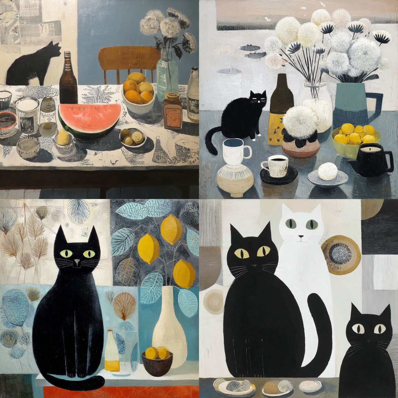 Mary Fedden style, Midjourney V7, render 1 of 4