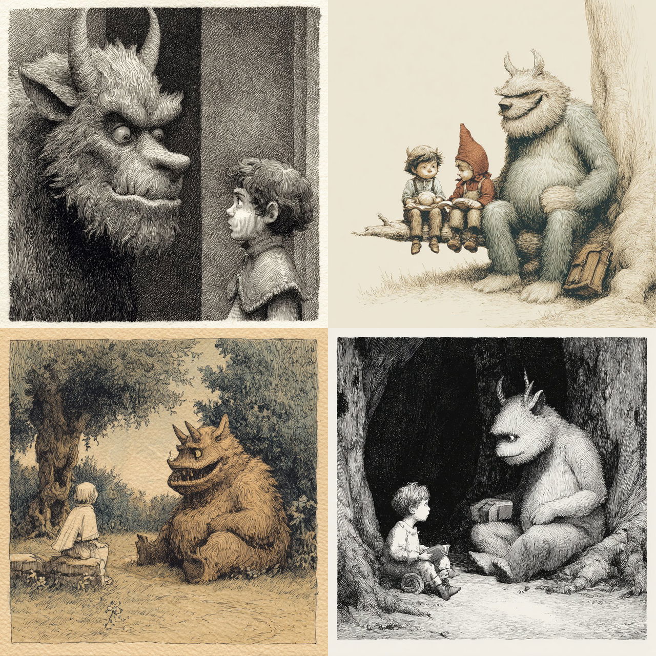 Maurice Sendak style, Midjourney V7, render 1 of 4
