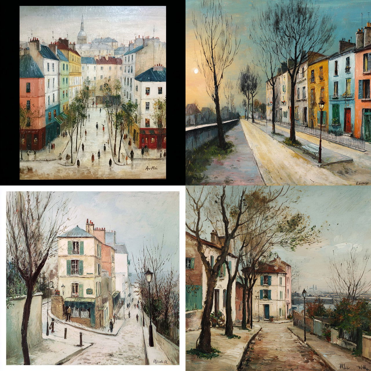Maurice Utrillo style, Midjourney V7, render 1 of 4