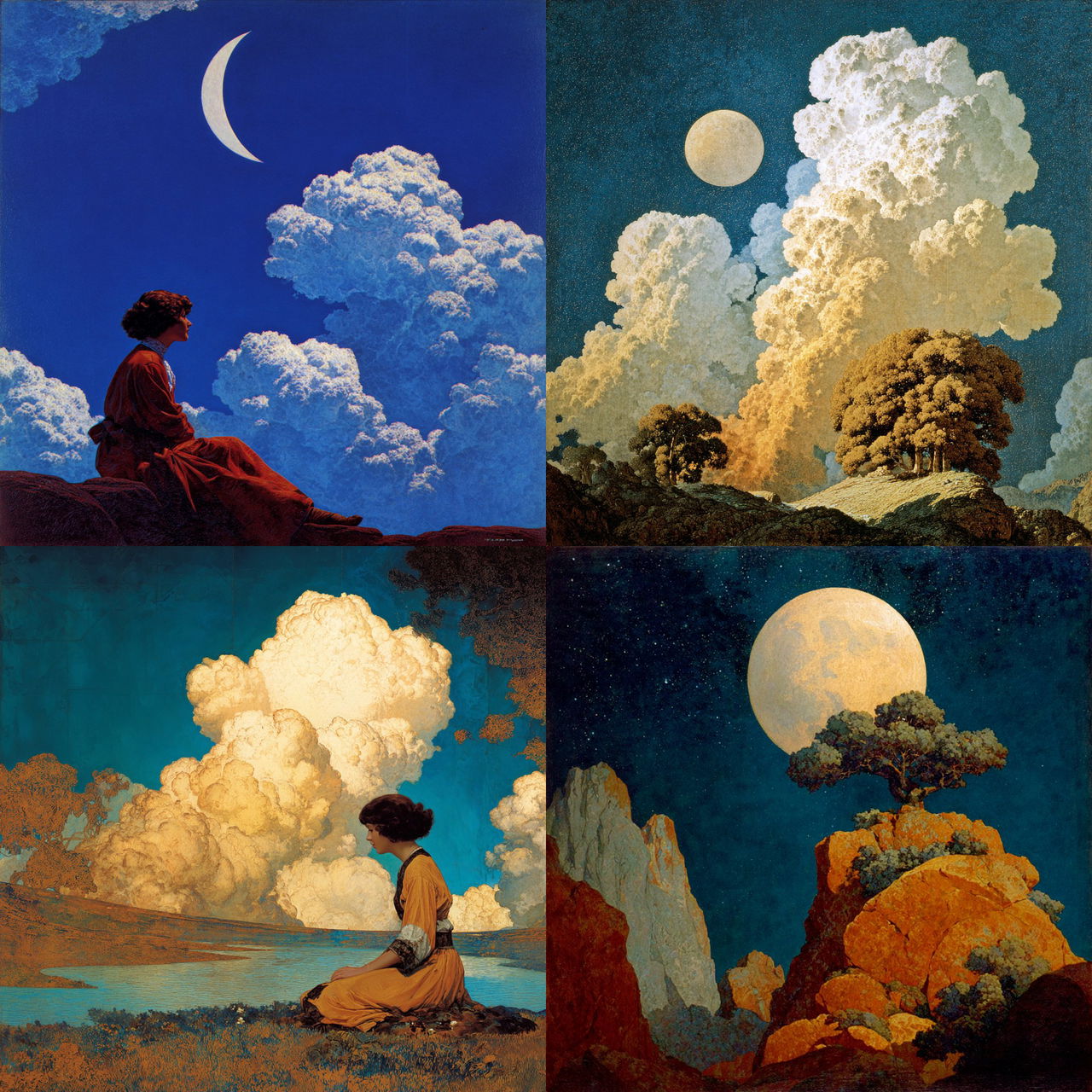 Maxfield Parrish style, Midjourney V7, render 1 of 4