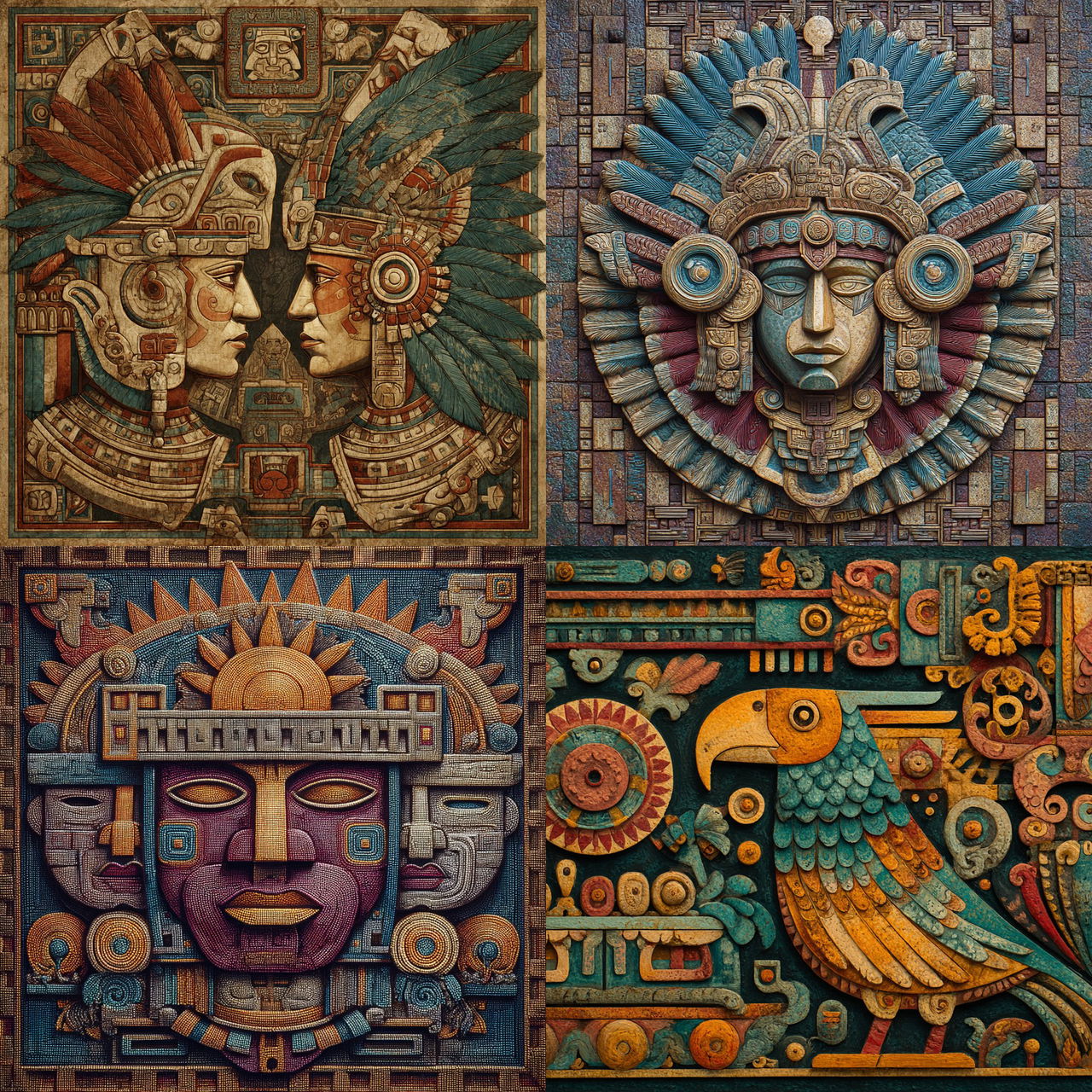 Mayan art style, Midjourney V7, render 1 of 4