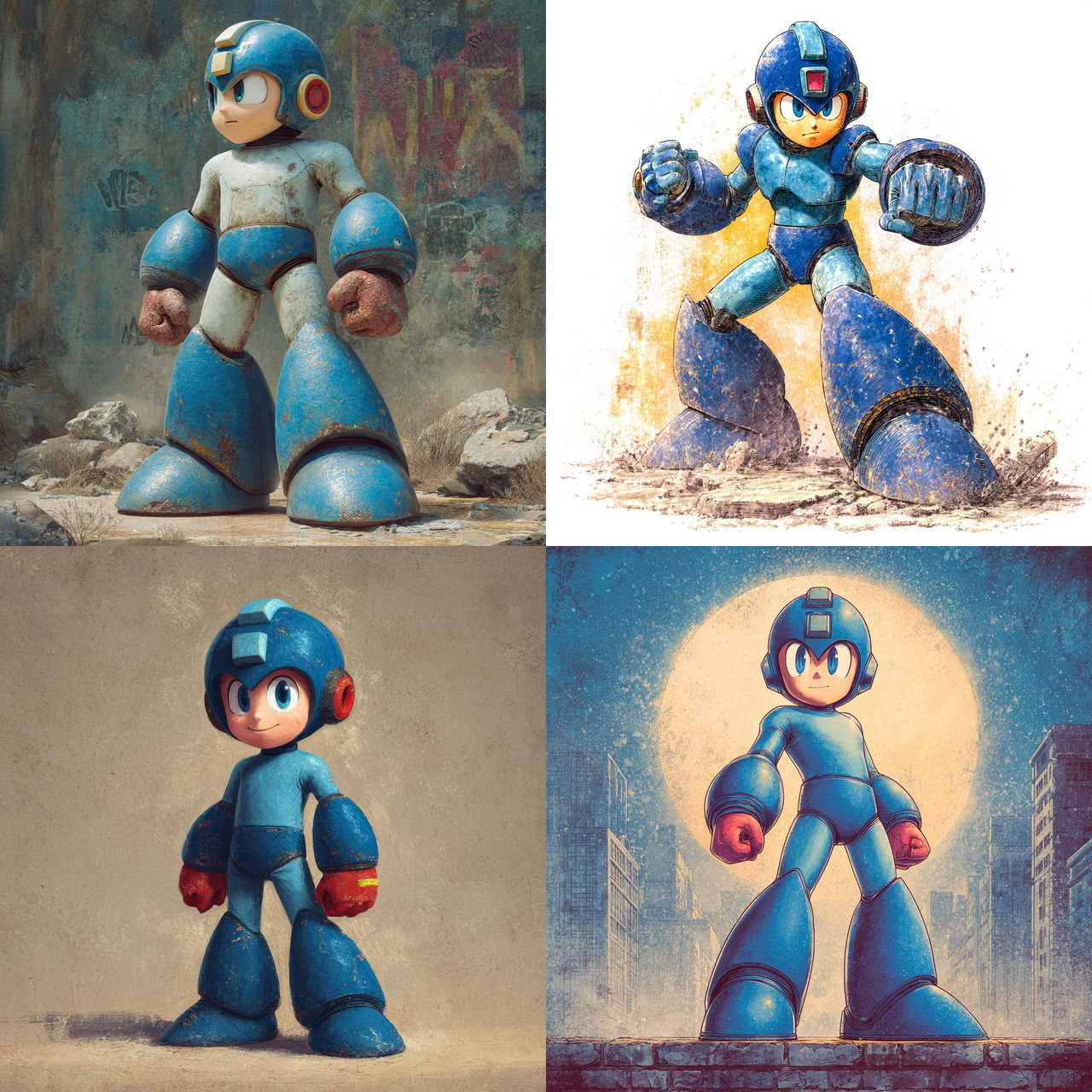 Mega man style, Midjourney V7, render 1 of 4