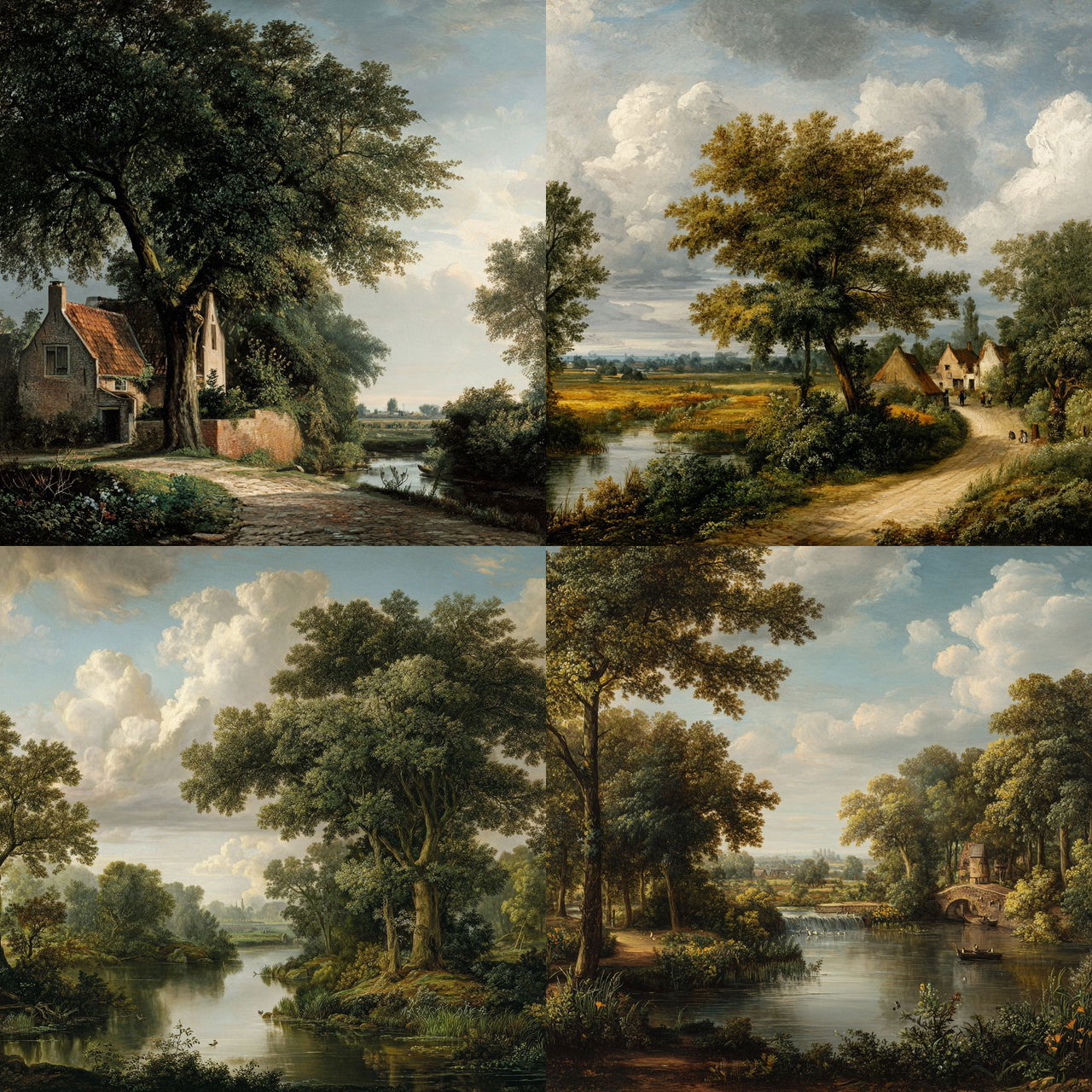Meindert Hobbema style, Midjourney V7, render 1 of 4