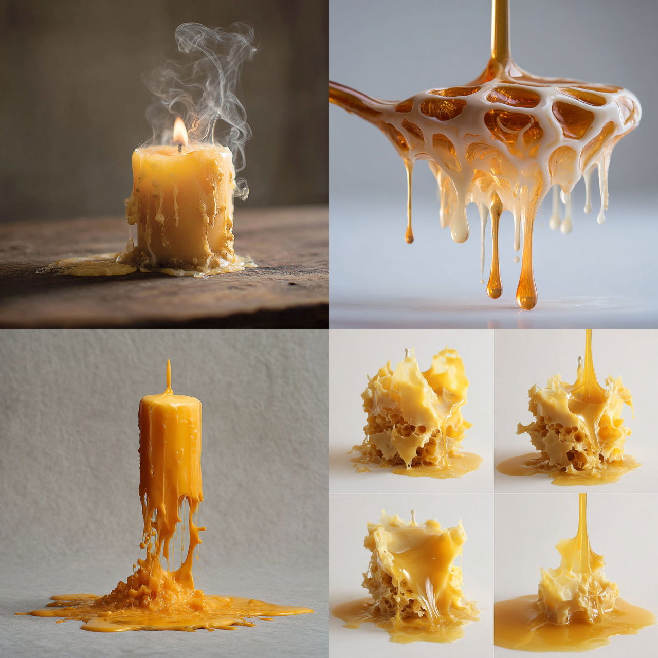 Melting wax style, Midjourney V7, render 1 of 4