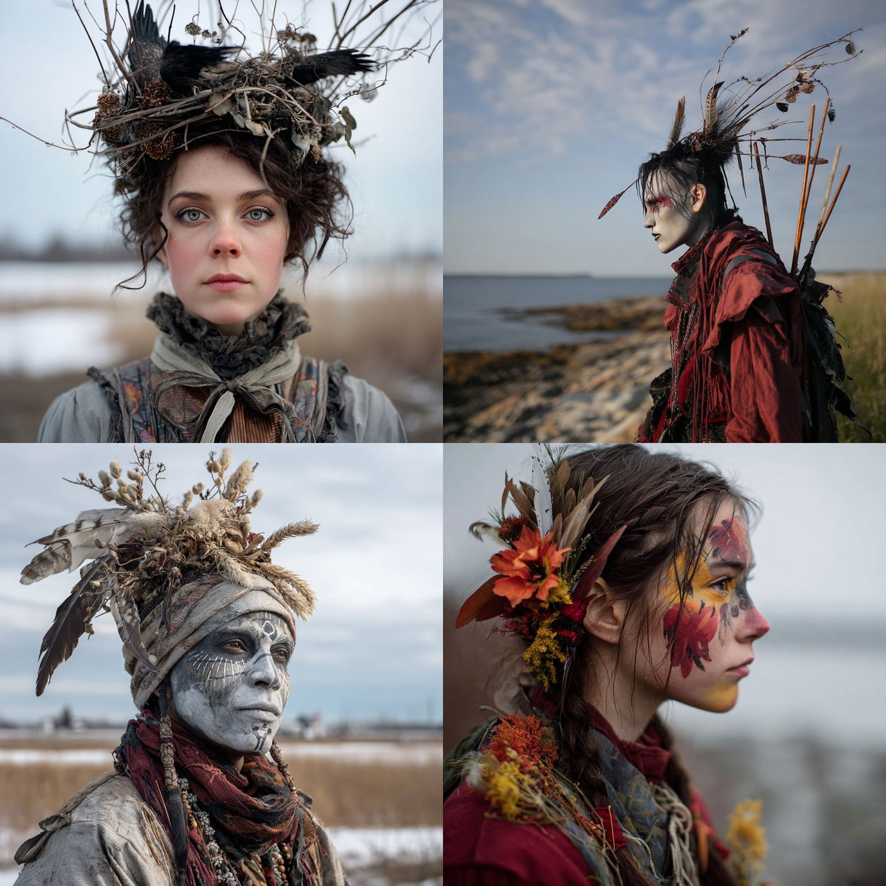 Meryl McMaster style, Midjourney V7, render 1 of 4