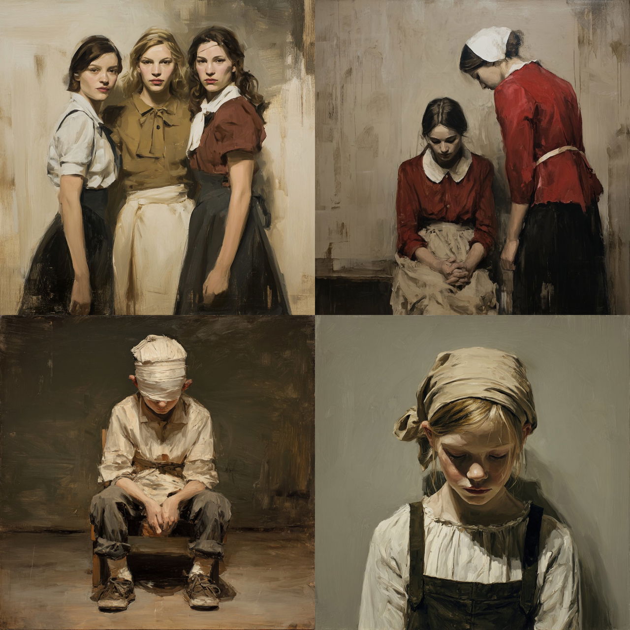 Michael Borremans style, Midjourney V7, render 1 of 4