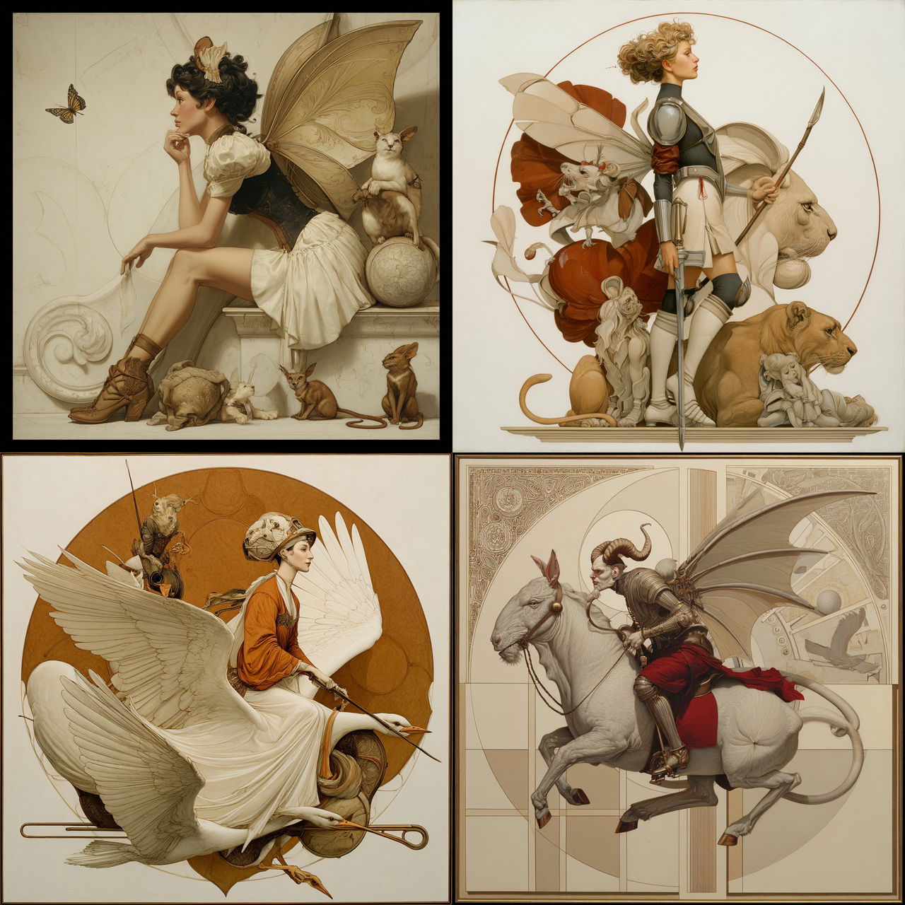 Michael Parkes style, Midjourney V7, render 1 of 4