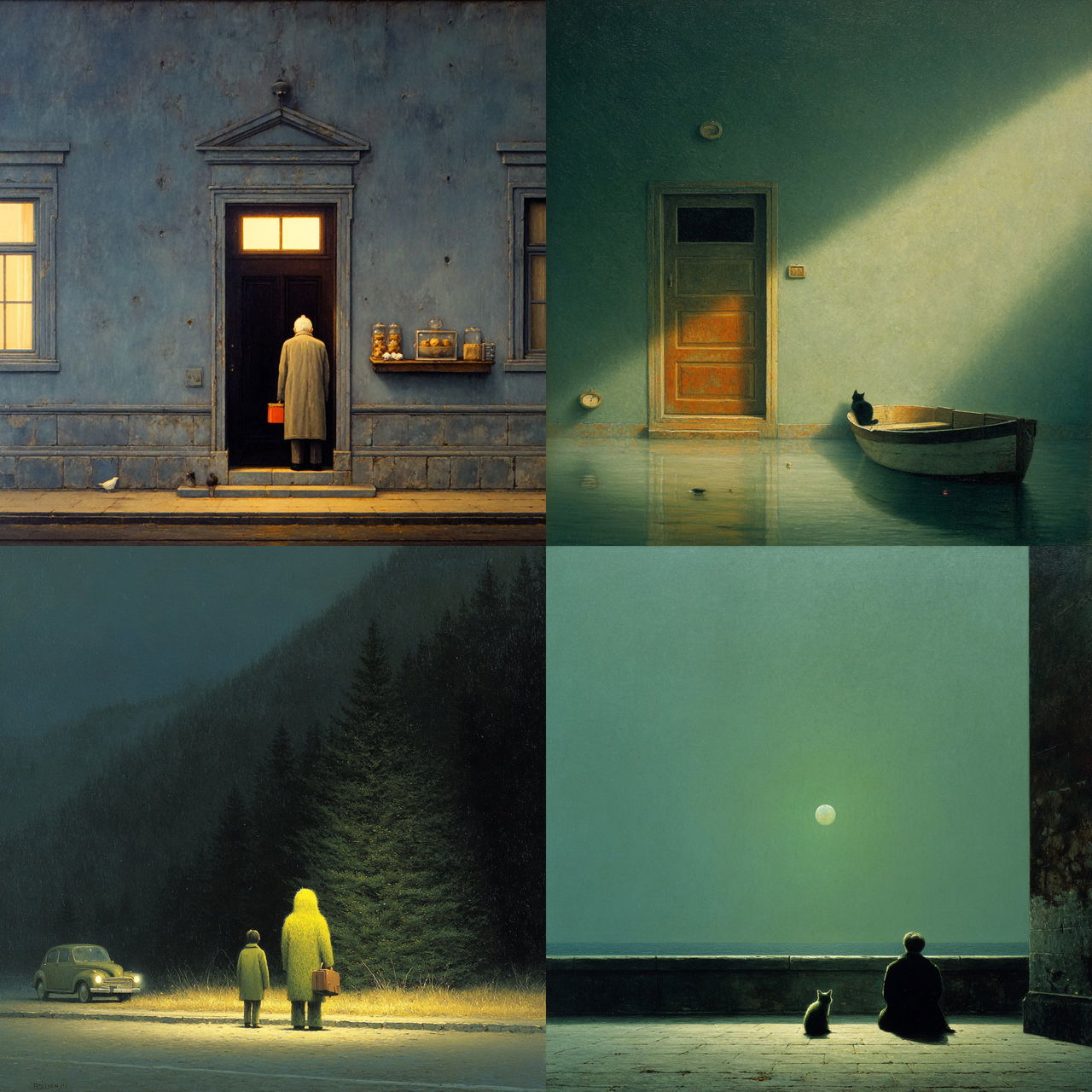 Michael Sowa style, Midjourney V7, render 1 of 4