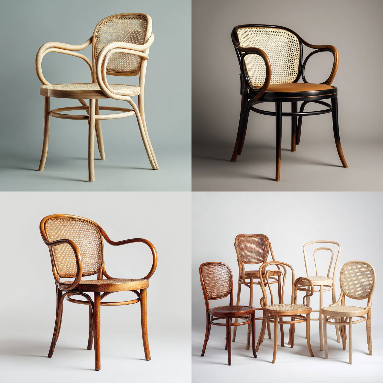 Michael Thonet style, Midjourney V7, render 1 of 4