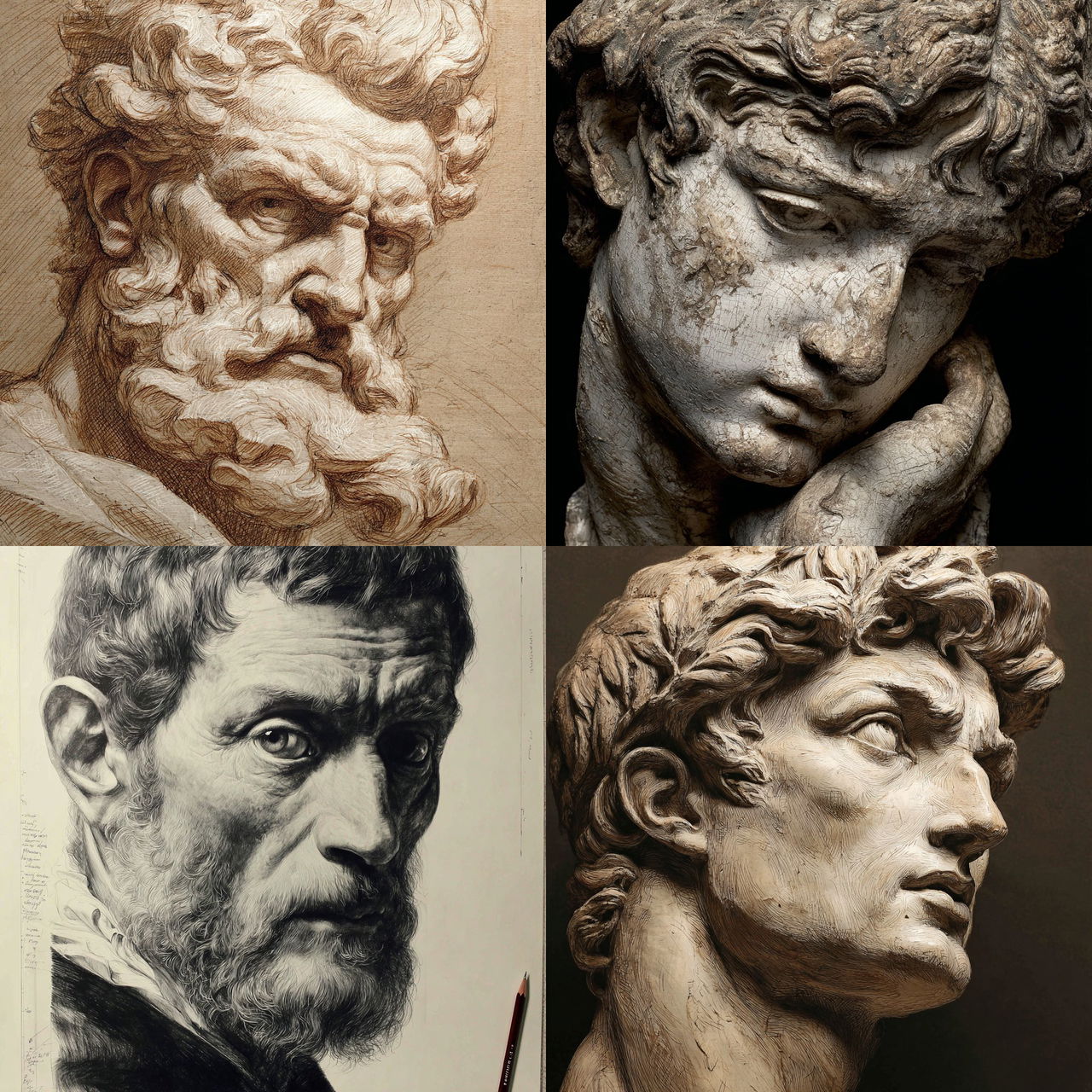 Michelangelo style, Midjourney V7, render 1 of 4