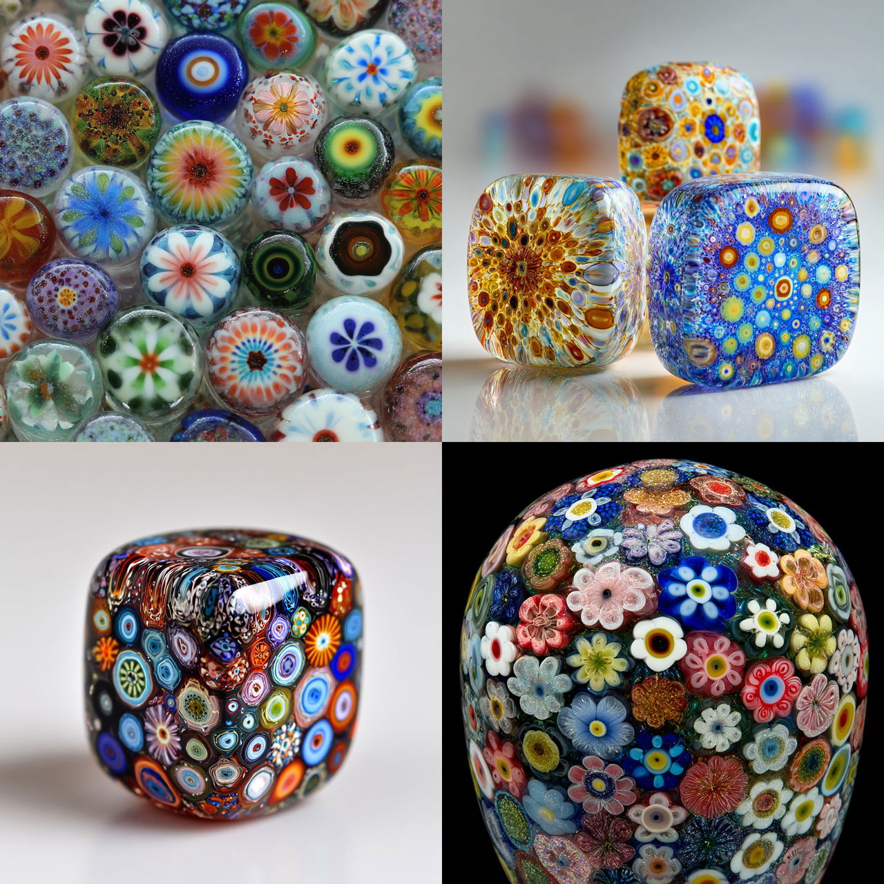 Millefiori glass style, Midjourney V7, render 1 of 4