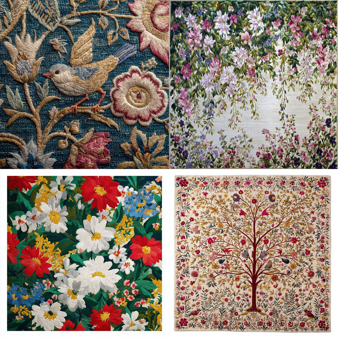 Millefleurs tapestry style, Midjourney V7, render 1 of 4