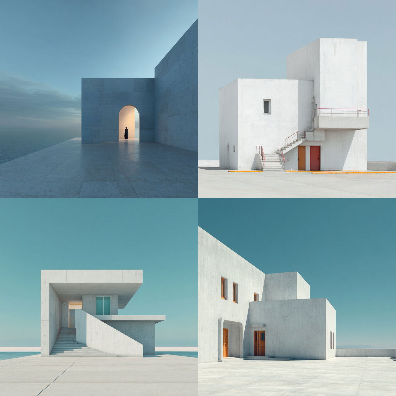 Minimalist architecture style, Midjourney V7, render 1 of 4